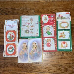 Vtg Christmas ephemera that includes gift tags‎ & 2 Christmas cards